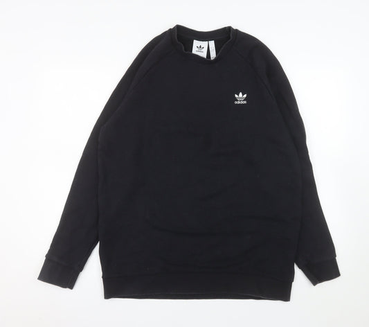 Adidas Men's Black Pullover Sweatshirt L Crew Neck Cotton Blend