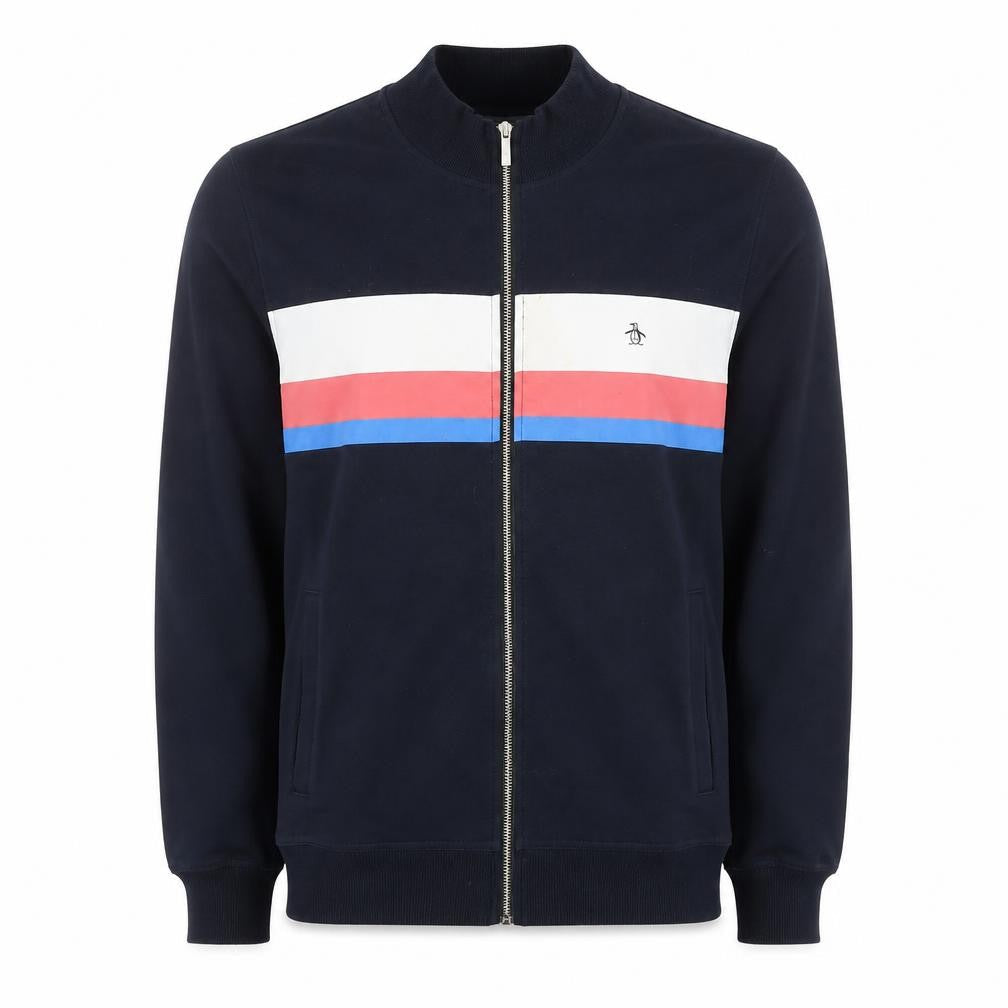 Original Penguin Men's Navy Bomber Jacket L Cotton Blend Full Zip