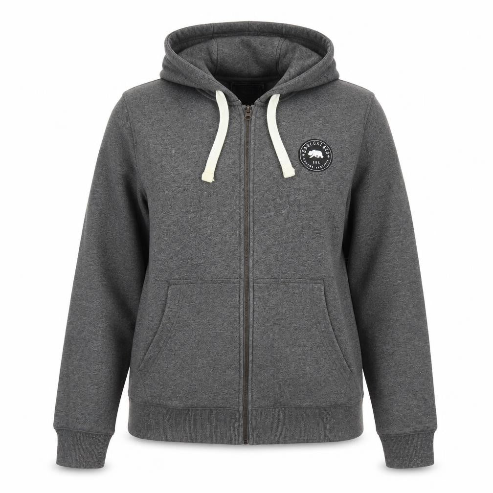 SoulCal Women Grey 2XL Hooded Full Zip Cotton Blend Jacket