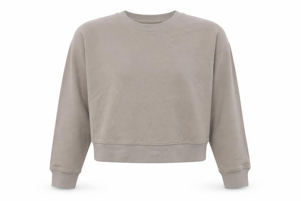 H&M Womens Beige Crew Neck Pullover Sweatshirt Size 12 Cotton Blend