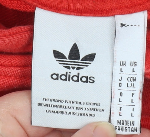 Adidas Women Red Pullover Hoodie Cotton Lined L Size