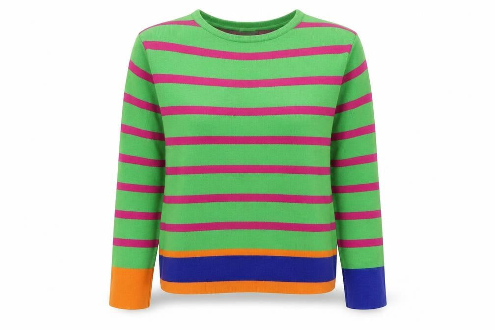 Surkana Women's Multicoloured Striped Crew Neck Pullover Jumper XS