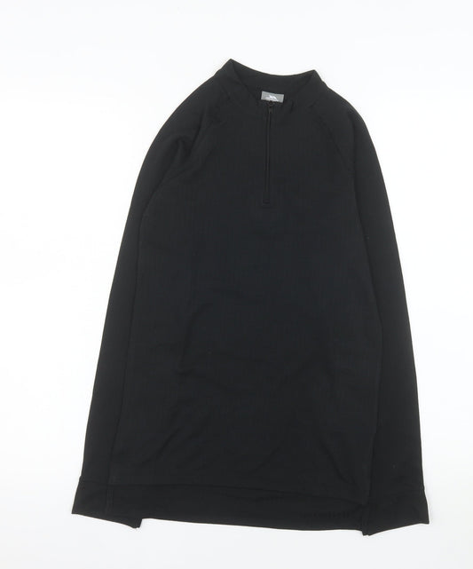 Trespass Boys Black 11-12 Years 1/4 Zip Fleece Sweatshirt