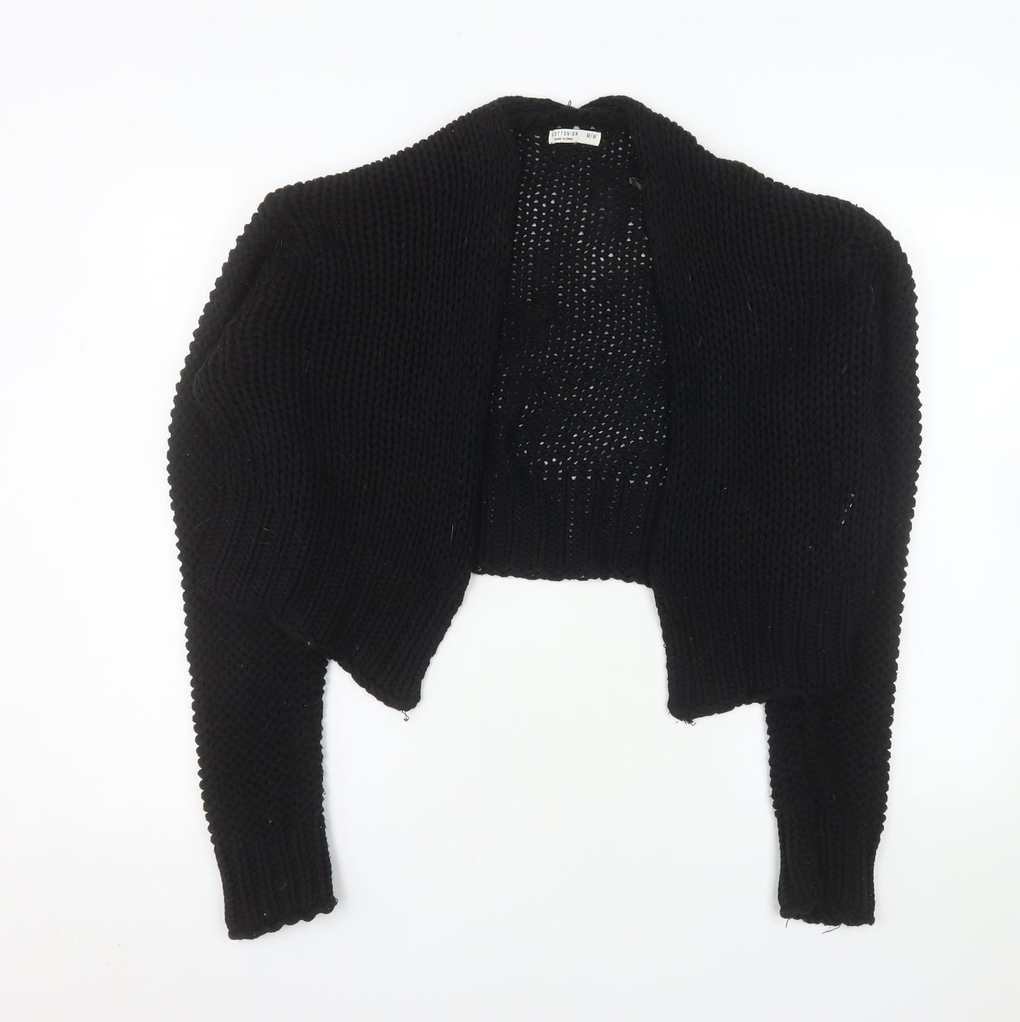Cotton On Women's Black Chunky Knit Shrug Jumper Size M