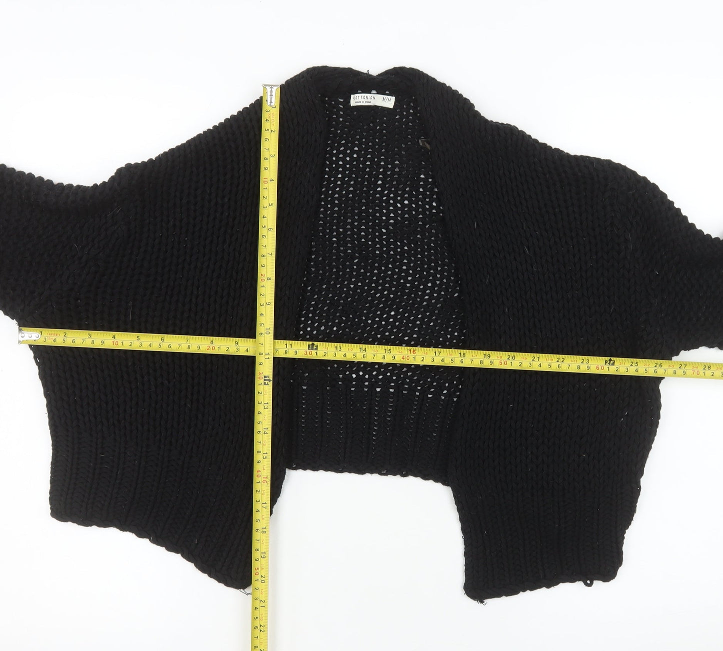 Cotton On Women's Black Chunky Knit Shrug Jumper Size M