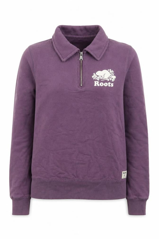 Roots Womens Purple 1/4 Zip Pullover Sweatshirt XS