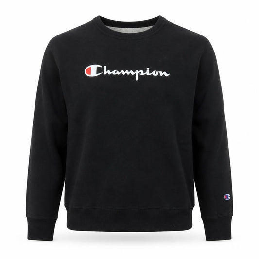 Champion Men's Black Pullover Sweatshirt L Logo Crew Neck Fleece