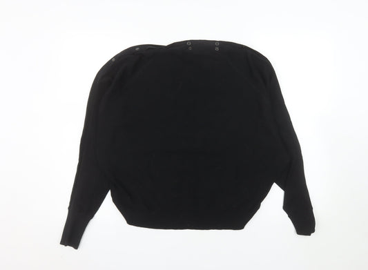 AllSaints Women Black Medium Pullover Sweatshirt Organic Cotton