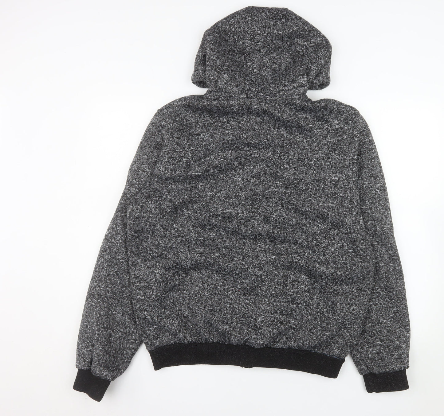 Brave Soul Men's Grey Fleece Hooded Bomber Jacket XL