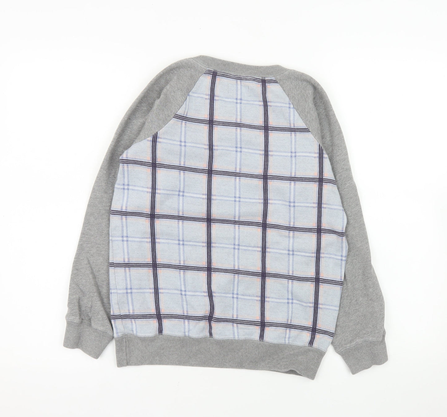 Jack Wills Womens Grey Blue Checked Pullover Sweatshirt UK 8