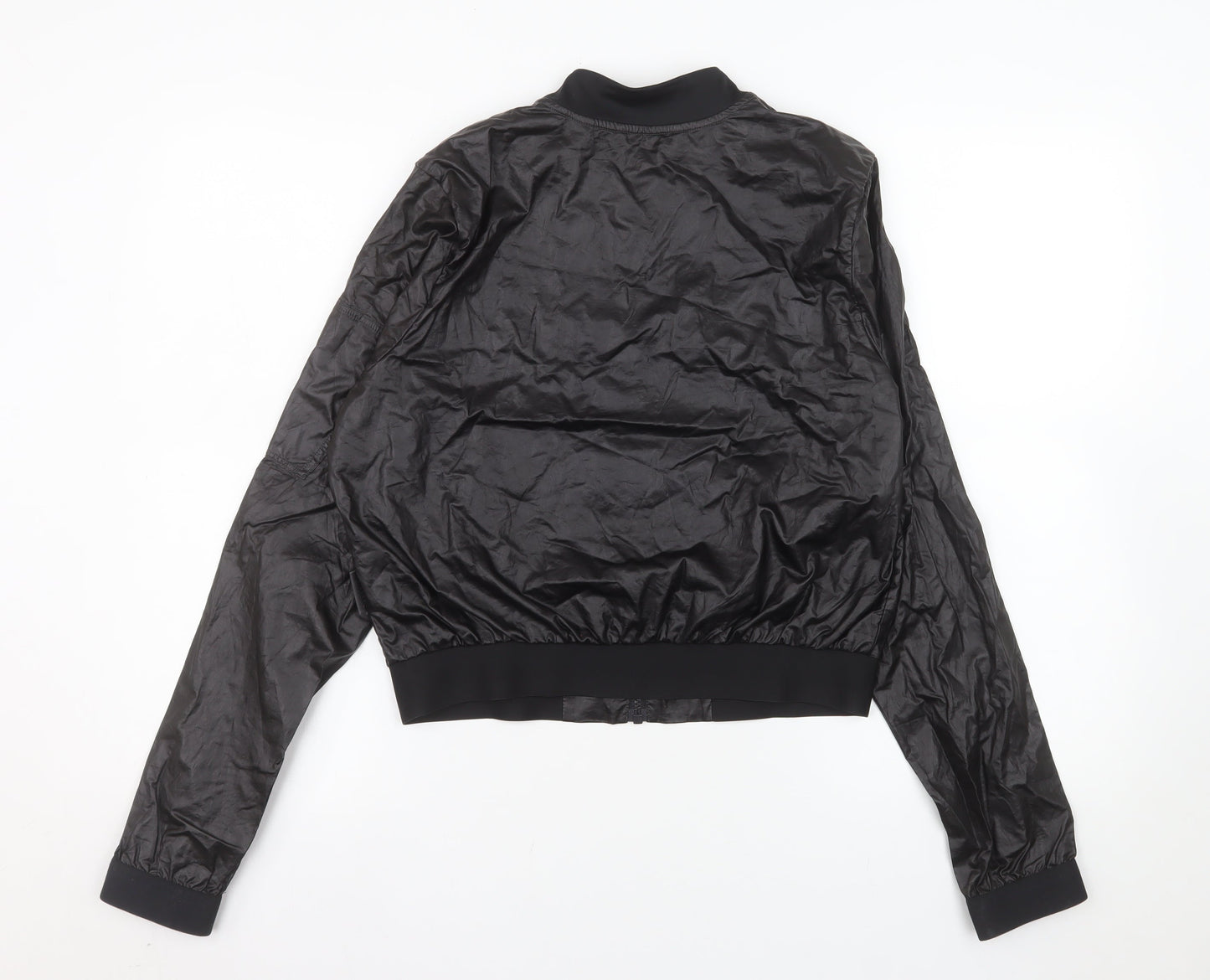 Reebok Women Black Cotton Bomber Jacket Size M
