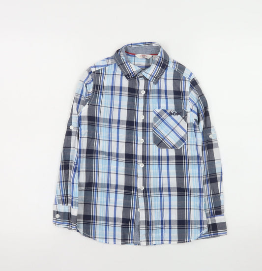 Lee Cooper Boys Blue Check Long Sleeve Button-Up Shirt 7-8 Years
