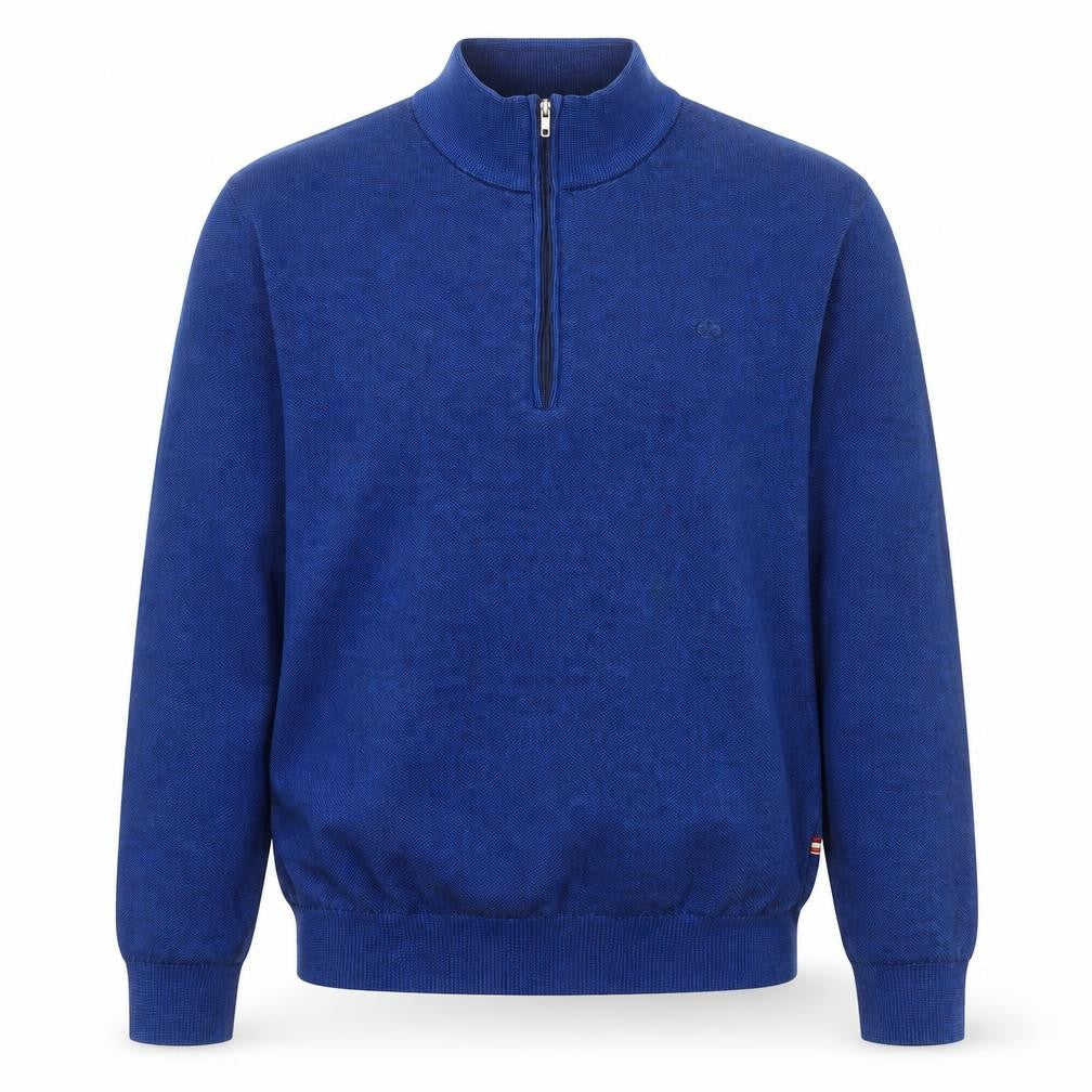 André Men's Blue 1/2 Zip Cotton Knit Sweatshirt Size L