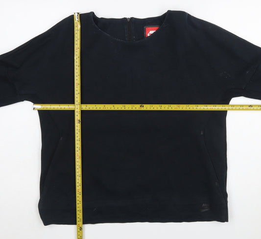 Nike Womens Black Long Sleeve Full Zip Sweatshirt L Cotton Blend