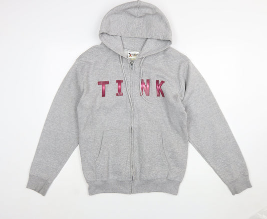Walt Disney World Women Grey Full Zip Hoodie Small Tinker Bell Graphic