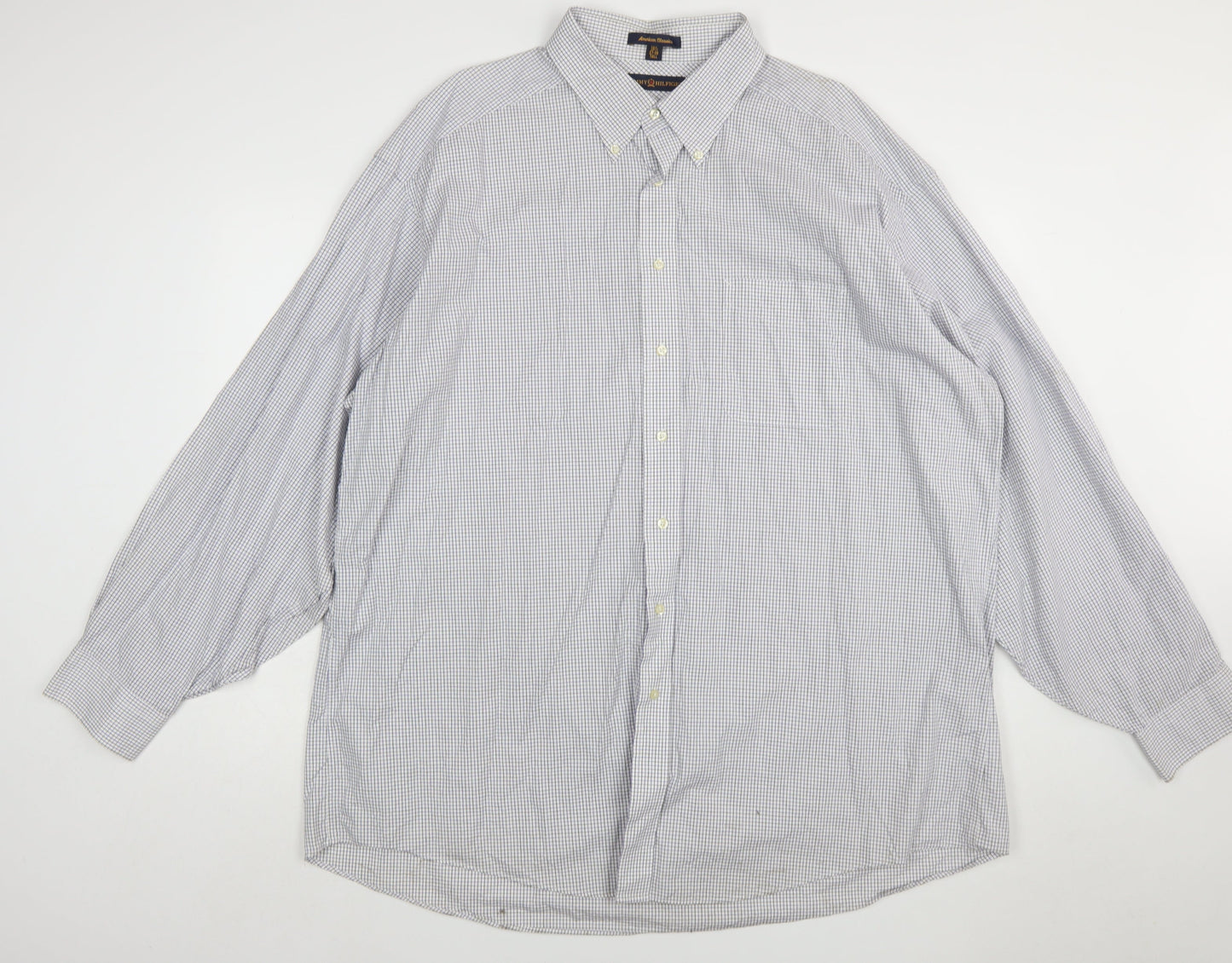 Tommy Hilfiger Men's Blue Check Classic Button-Up Shirt Size 18.5 Tall
