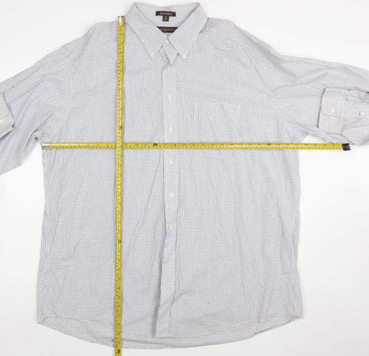Tommy Hilfiger Men's Blue Check Classic Button-Up Shirt Size 18.5 Tall