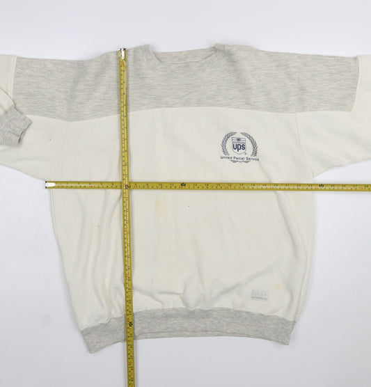 Gear for Sports Men's Ivory Crew Neck Sweatshirt L UPS Logo Vintage