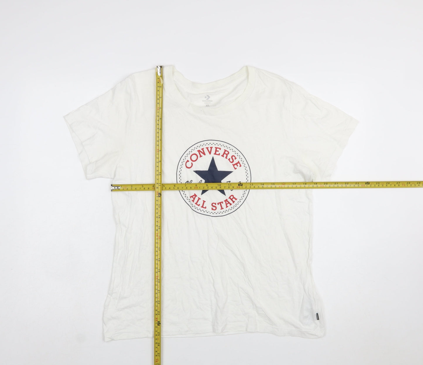 Converse Boys White XL Classic Fit Logo Graphic Cotton T-Shirt