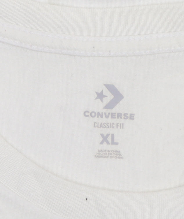 Converse Boys White XL Classic Fit Logo Graphic Cotton T-Shirt