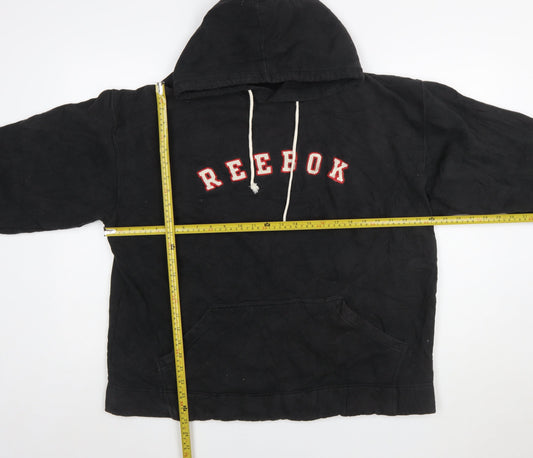 Reebok Men's Black XL Pullover Hoodie with Logo and Kangaroo Pocket