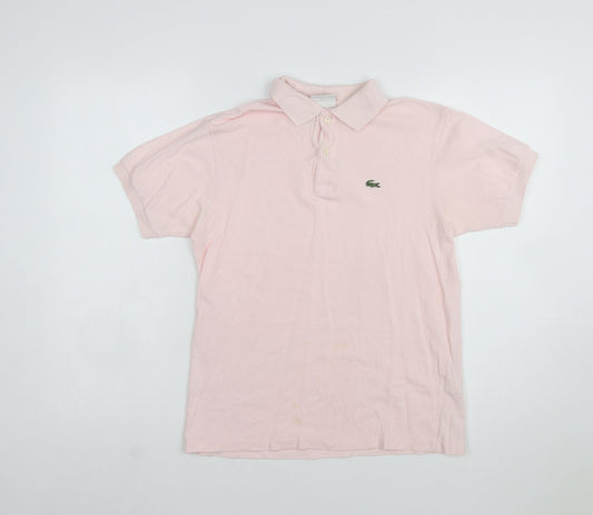 Lacoste Boys Pink Cotton Polo Shirt Short Sleeve Size 14 Years