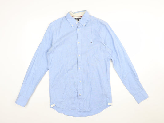 Tommy Hilfiger Men's Blue Slim Fit Stretch Button-Up Shirt Size S