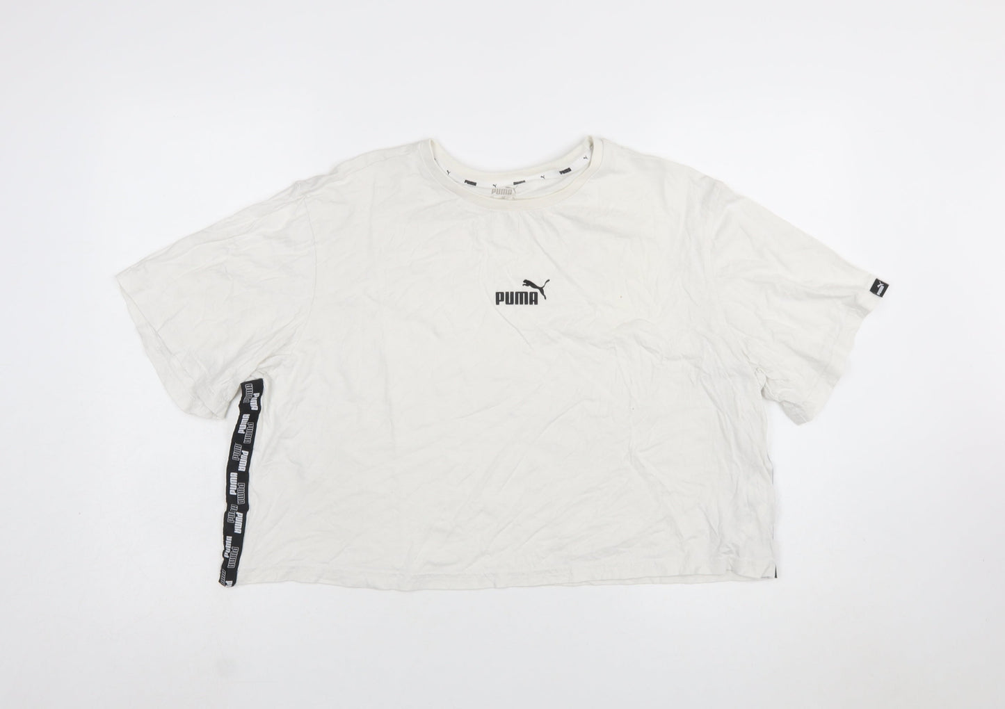 Puma Womens White XL Relaxed Cotton Crew Neck T-Shirt