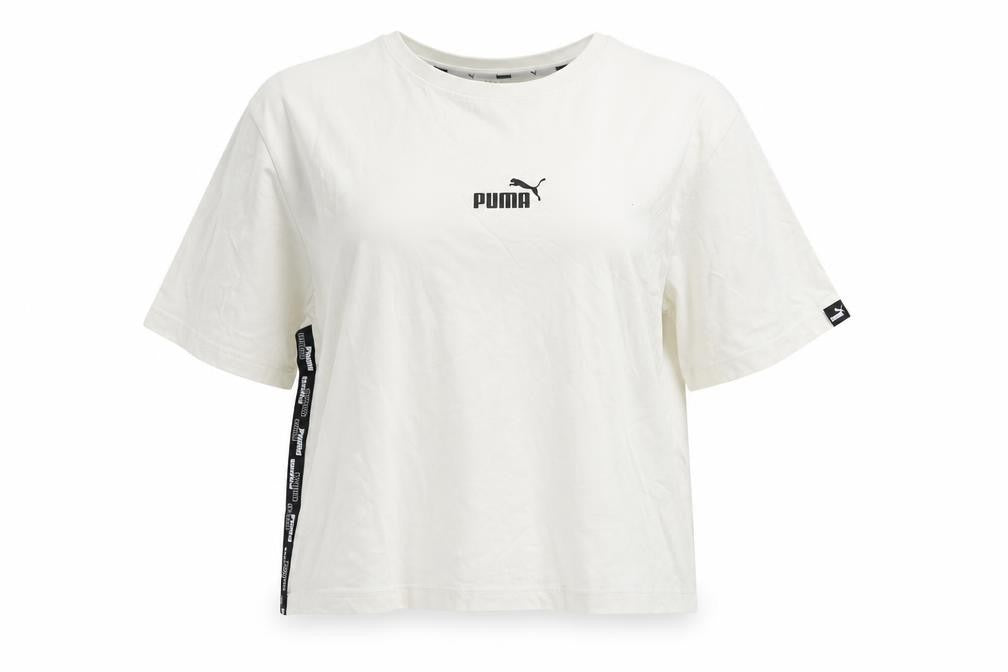 Puma Womens White XL Relaxed Cotton Crew Neck T-Shirt