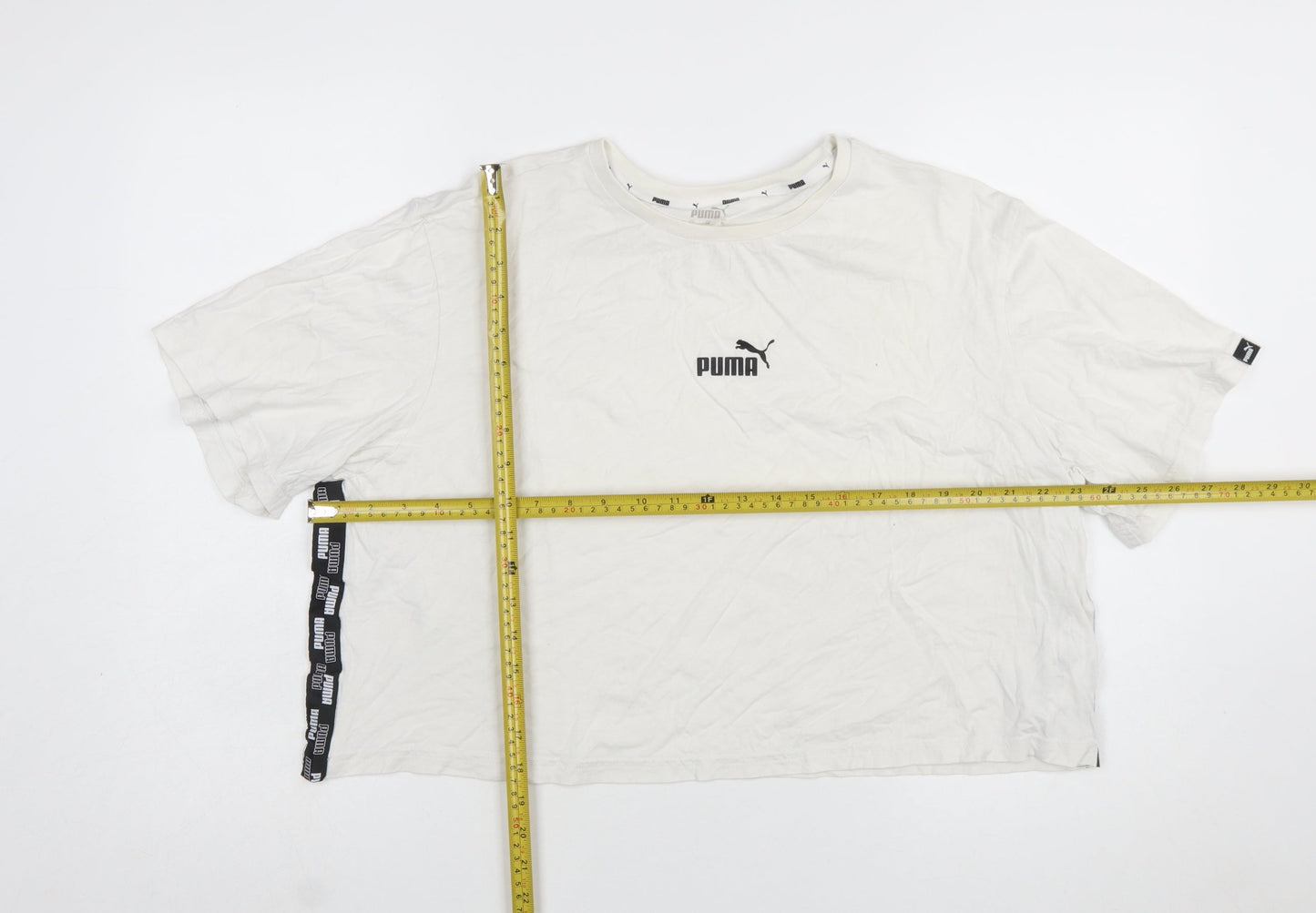 Puma Womens White XL Relaxed Cotton Crew Neck T-Shirt