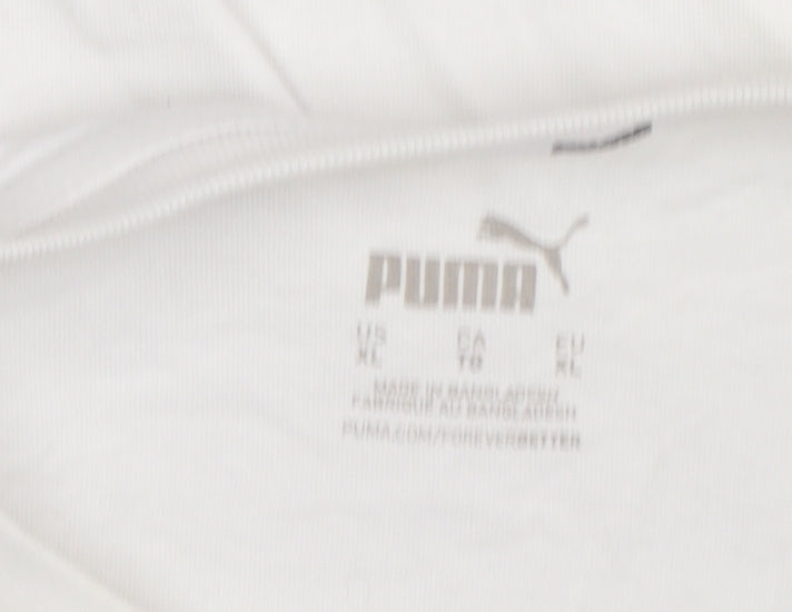 Puma Womens White XL Relaxed Cotton Crew Neck T-Shirt