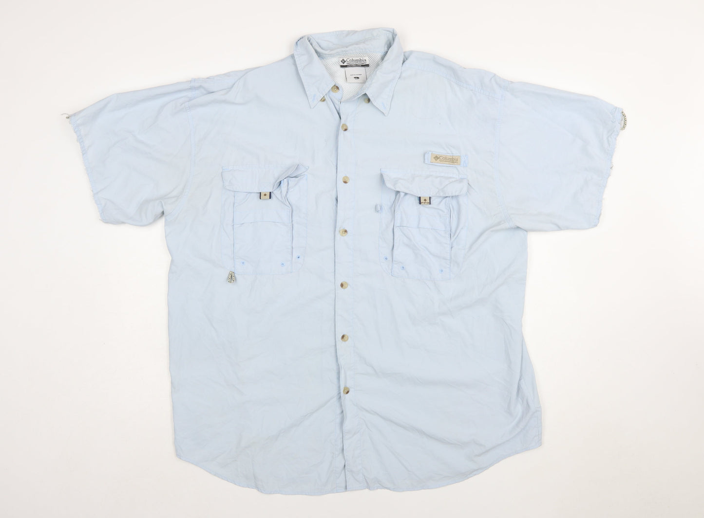 Columbia Men's Blue Short Sleeve Button-Up Outdoor Shirt L