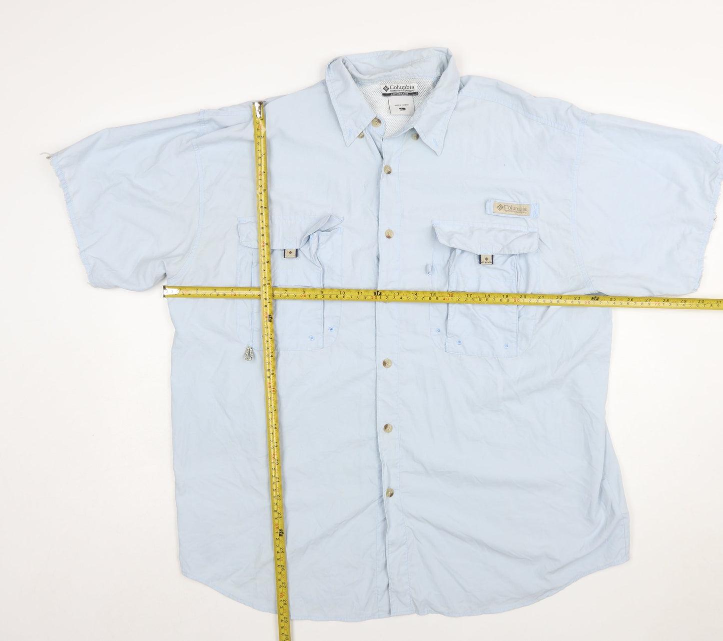 Columbia Men's Blue Short Sleeve Button-Up Outdoor Shirt L