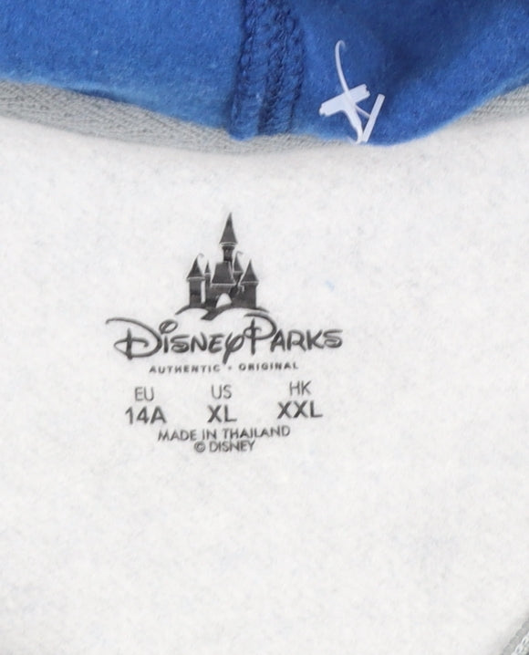 Brand and care label for Disney Parks girls’ grey blue full zip hoodie 14 years mickey mouse 2014