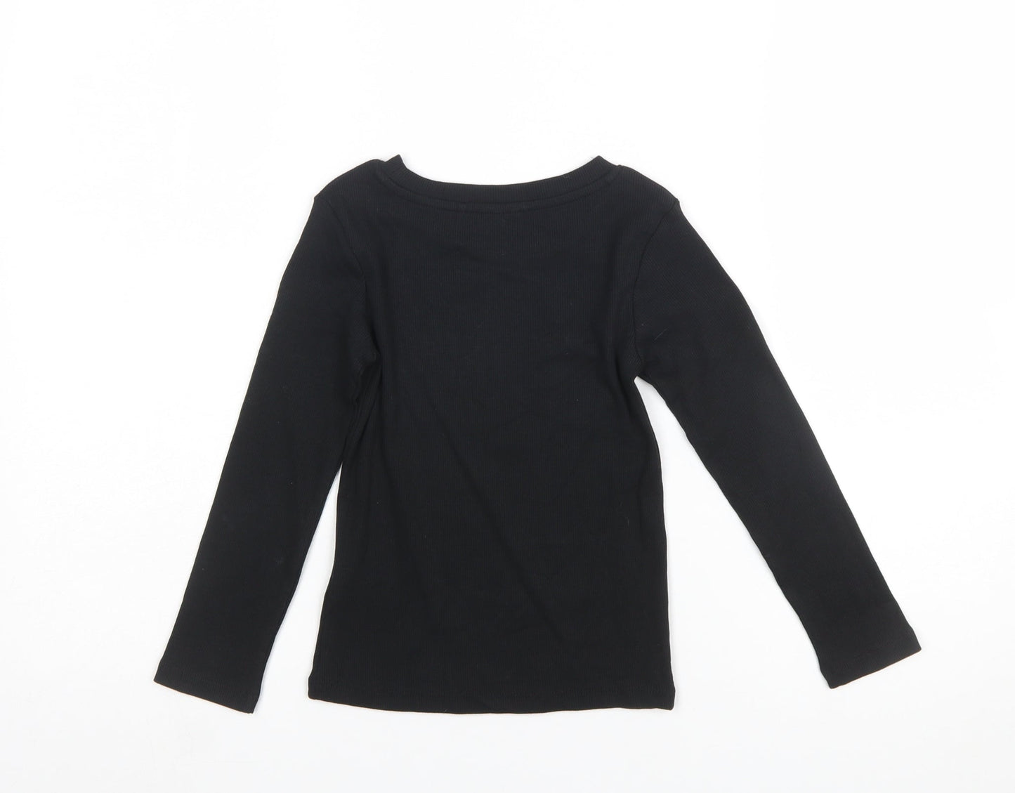 NEXT Girls Black Long Sleeve Cotton Stretch T-Shirt Size 6 Years