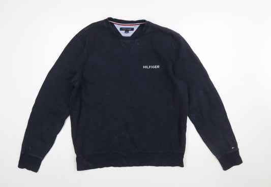 Tommy Hilfiger Men’s Navy Blue Logo Crew Neck Sweatshirt L