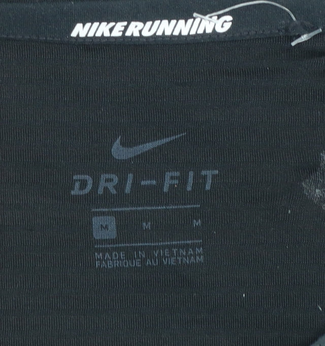 Nike Men's Black Medium Dri-FIT Running T-Shirt Lightweight Breathable