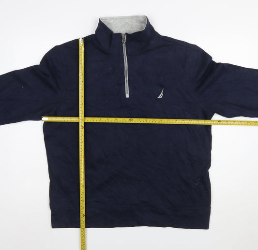 Nautica Men's Blue 1/4 Zip Mock Neck Pullover Sweatshirt L