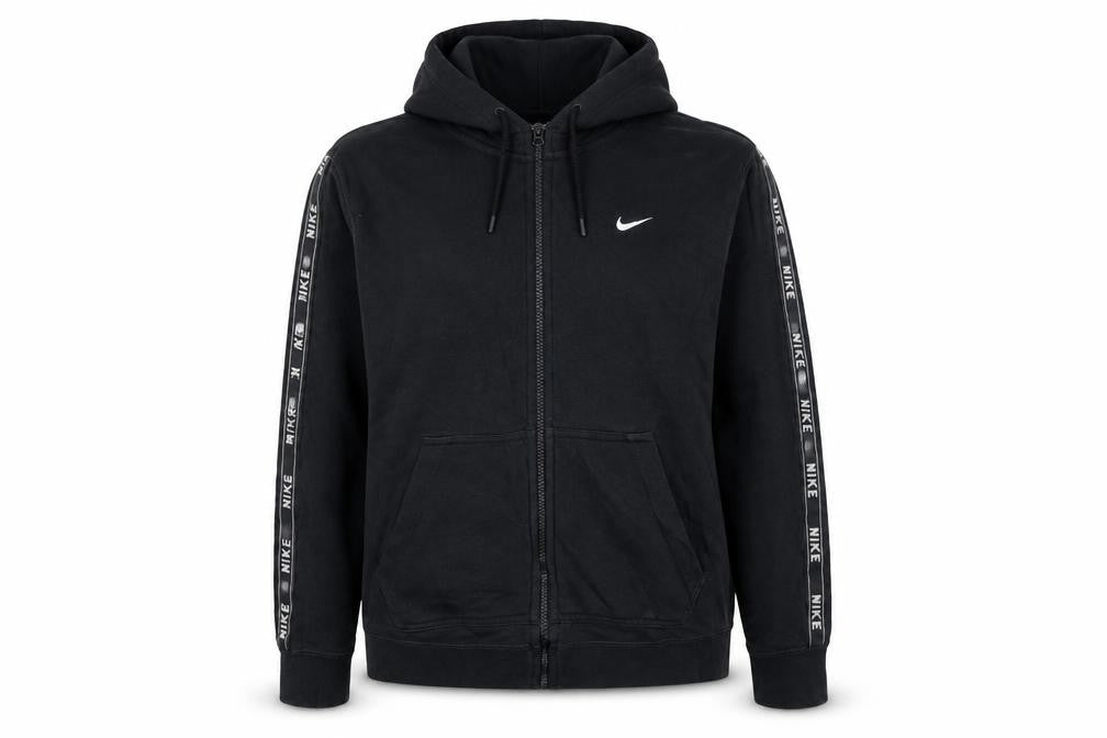 Nike Women Black Full Zip Hoodie Small Hooded Logo Tape Design