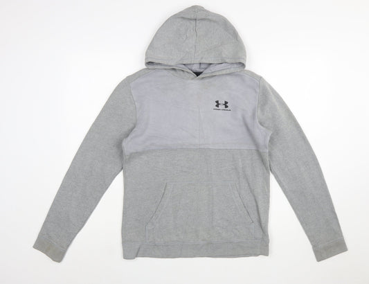 Under Armour Boys Grey XL Pullover Hoodie with Logo ColdGear Fleece