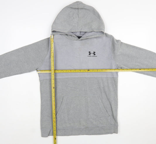 Under Armour Boys Grey XL Pullover Hoodie with Logo ColdGear Fleece