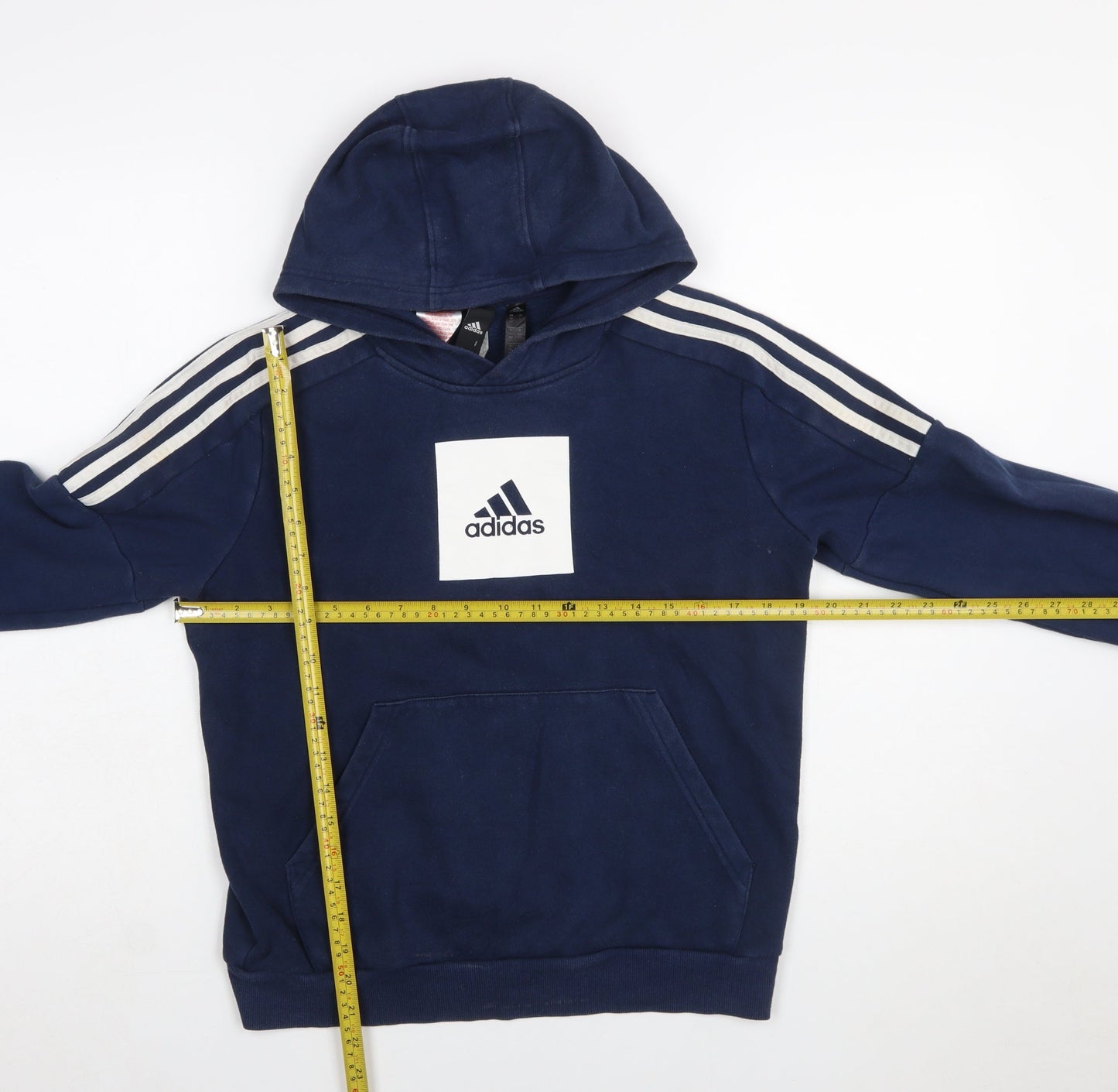 Adidas Boys Navy Blue Pullover Hoodie 13-14 Years Cotton Blend