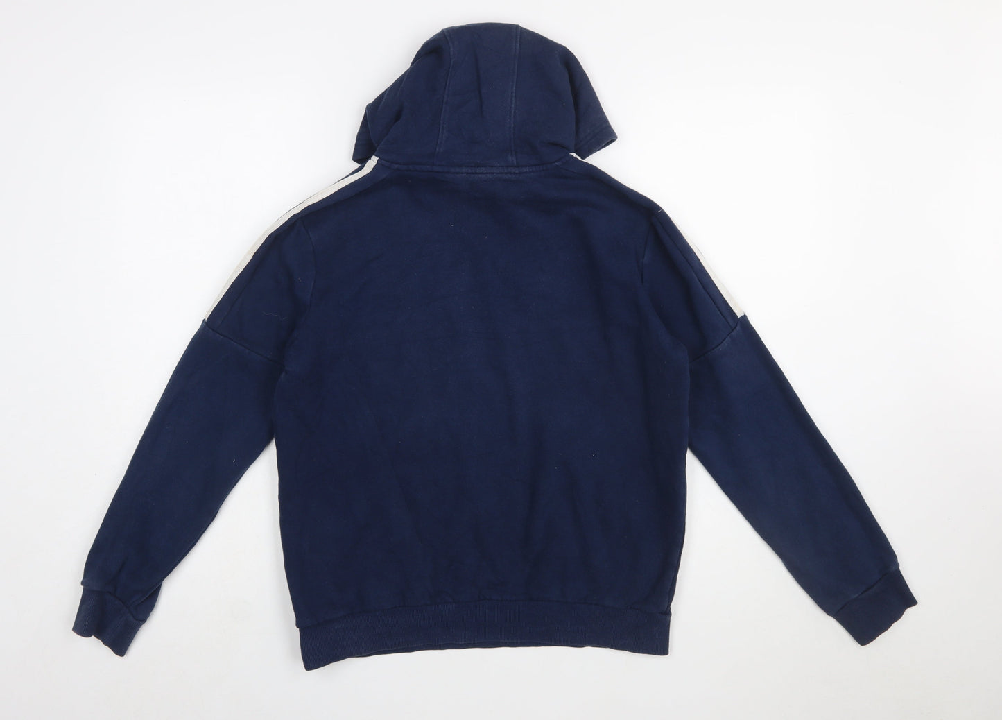Adidas Boys Navy Blue Pullover Hoodie 13-14 Years Cotton Blend