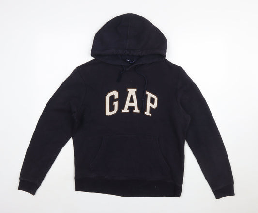 GAP Womens Black XS Pullover Hoodie Cotton Blend Logo Design