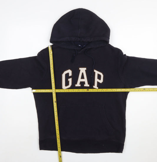 GAP Womens Black XS Pullover Hoodie Cotton Blend Logo Design