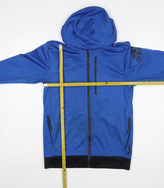 Adidas Men's Blue Full Zip Hooded Sports Hoodie Size S