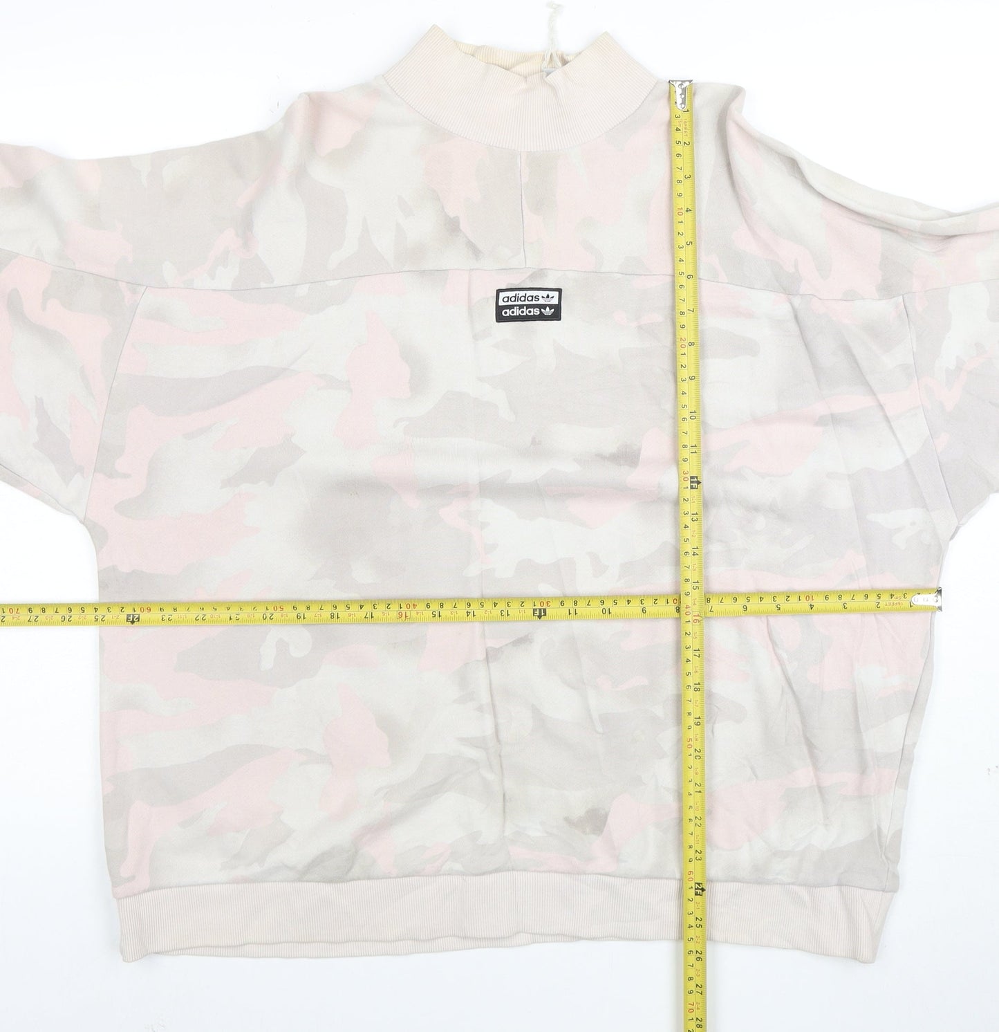 Adidas Women's Beige Camo Crew Neck Pullover Sweatshirt Size 14 M