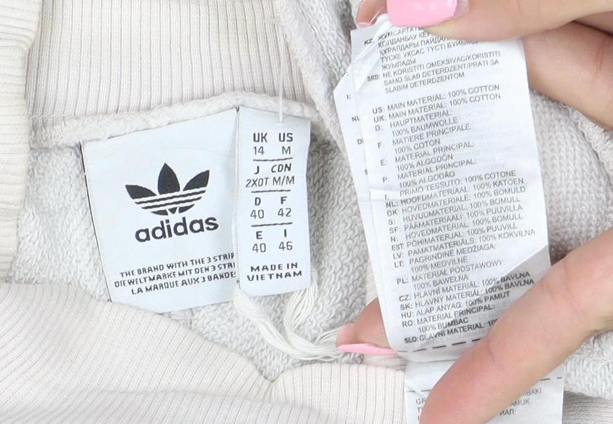 Adidas Women's Beige Camo Crew Neck Pullover Sweatshirt Size 14 M