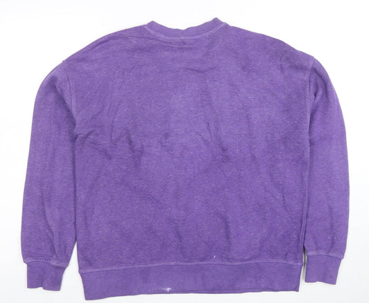 Disney Womens Purple Crew Neck Pullover Sweatshirt M Mickey Graphic