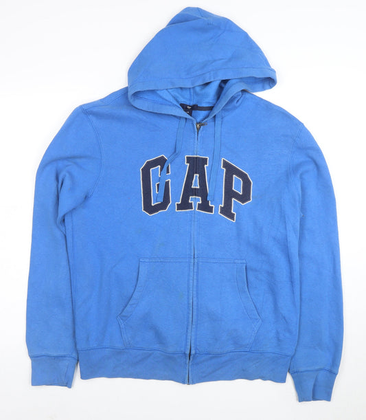 GAP Men's Blue Full Zip Logo Hoodie Size M Cotton Blend